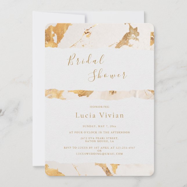 Modern Luxury Gold Abstract Bridal Shower Invitation (Front)
