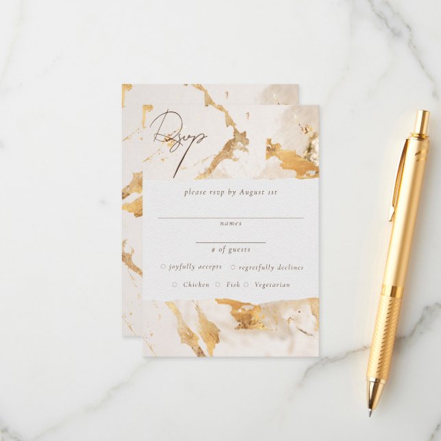 Modern Luxury Gold Abstract  RSVP Enclosure Card (Front/Back In Situ)