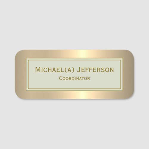 Modern Luxury Gold  Beige Unique Elegant Business Name Tag