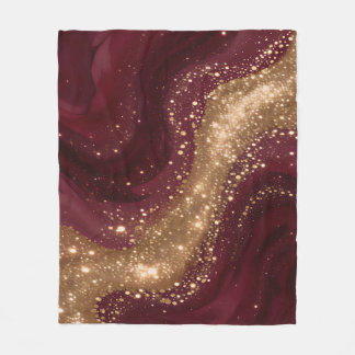Modern Luxury Gold Burgundy Collection Fleece Blanket