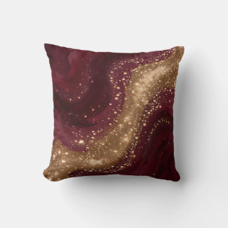 Modern Luxury Gold Burgundy Collection Throw Pillow