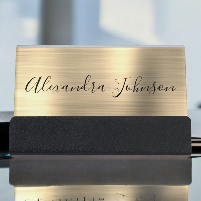 Modern Luxury Gold Foil Modern Professional Desk Business Card Holder (Creator Uploaded)