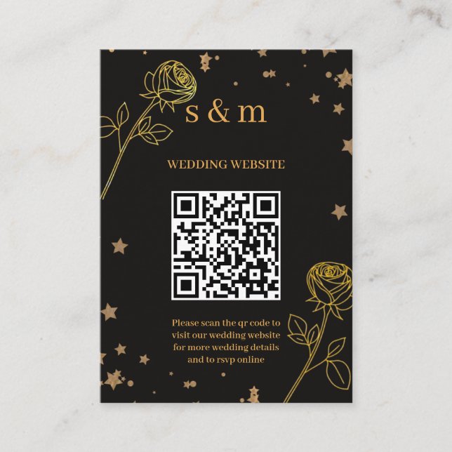 Modern Luxury Gold Foil QR Code Wedding Website Enclosure Card (Front)