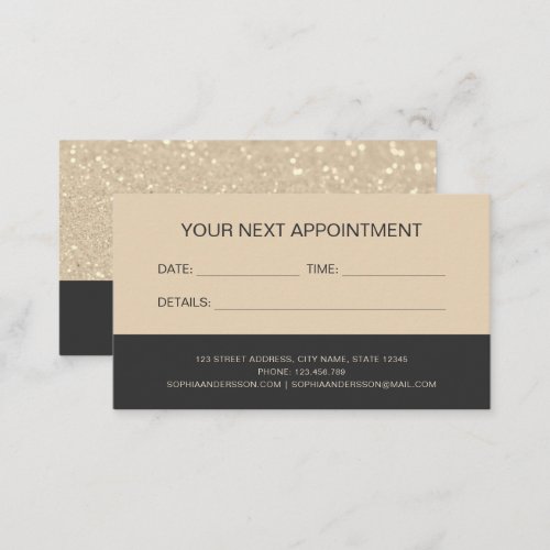 Modern Luxury Gold Glitter Appointment Card