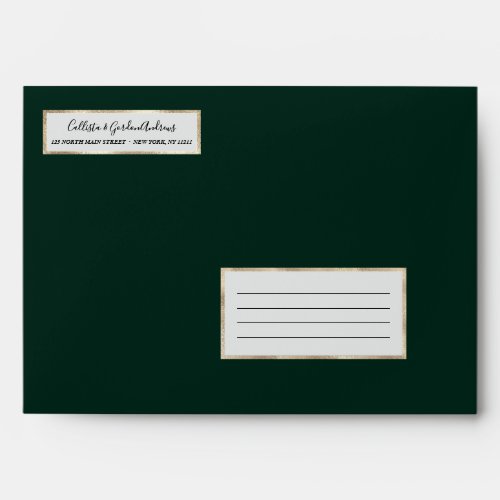 Modern Luxury Gold Green Glitter Confetti Wedding  Envelope