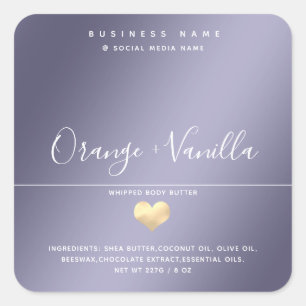 Modern luxury gold heart typography  body butter s square sticker