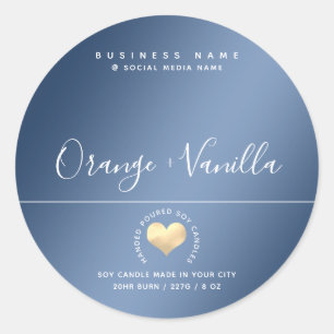 Modern luxury gold heart typography candle class classic round sticker