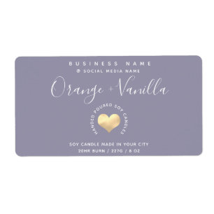 Modern luxury gold heart typography candle label