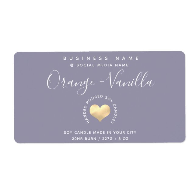 Modern luxury gold heart typography  candle  label (Front)