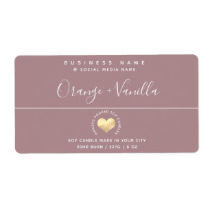 Modern luxury gold heart typography candle squar label
