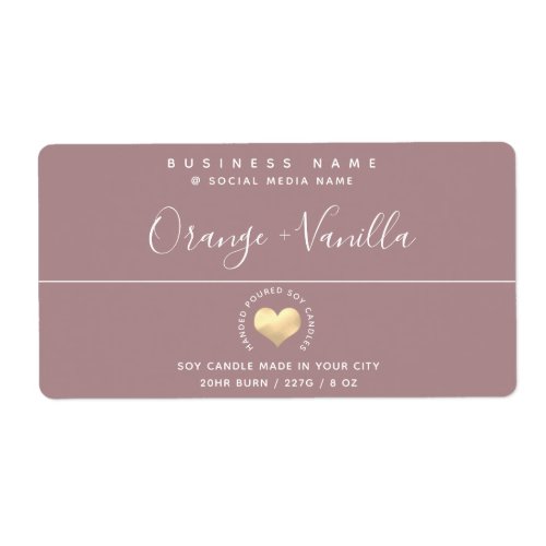 Modern luxury gold heart typography  candle  squar label