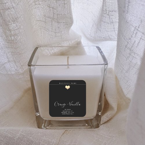Modern luxury gold heart typography  candle   square sticker