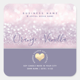 Modern luxury gold heart typography candle square sticker