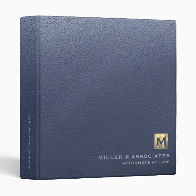 Modern Luxury Gold Initial Logo 3 Ring Binder (Front/Spine)