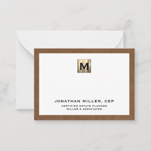 Modern Luxury Gold Initial Logo Note Card