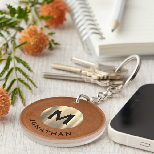 Modern Luxury Gold Monogram Acrylic Keychain