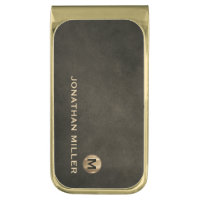 Modern Distressed Leather Luxury Gold Monogram Passport Holder