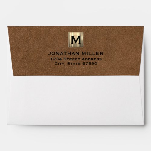 Modern Luxury Gold Monogram Return Address Envelope