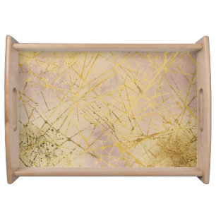Modern, Luxury, Gold , Rose Gold, Abstract Pattern Serving Tray