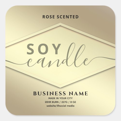 Modern Luxury gold  script soy candle  Square Sticker