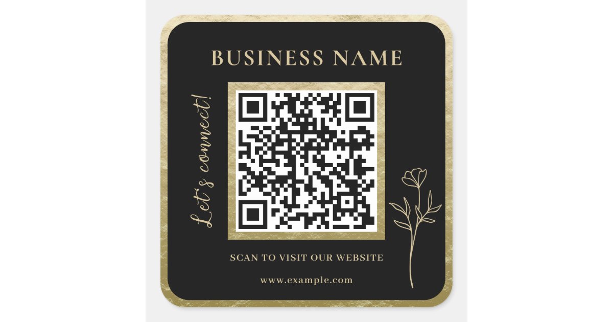 Qr Code Square Sticker Designs Modern Luxury Golden Professional Business QR Code Square Sticker | Zazzle
