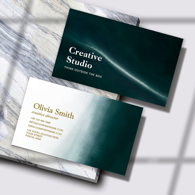Modern Luxury Green Marble Creative Director  Business Card (Creator Uploaded)