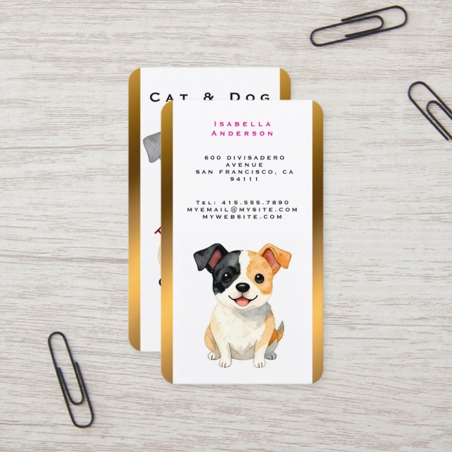 Modern Luxury Grooming Dog Personalized Collection Business Card (Front/Back In Situ)