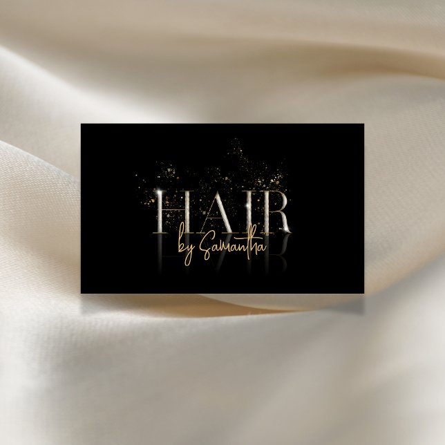 modern luxury hair stylist rose gold typography business card (Creator Uploaded)