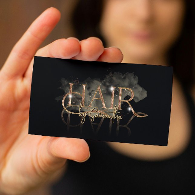 modern luxury hair stylist rose gold typography business card (Creator Uploaded)