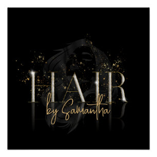 modern luxury hair stylist rose gold typography poster