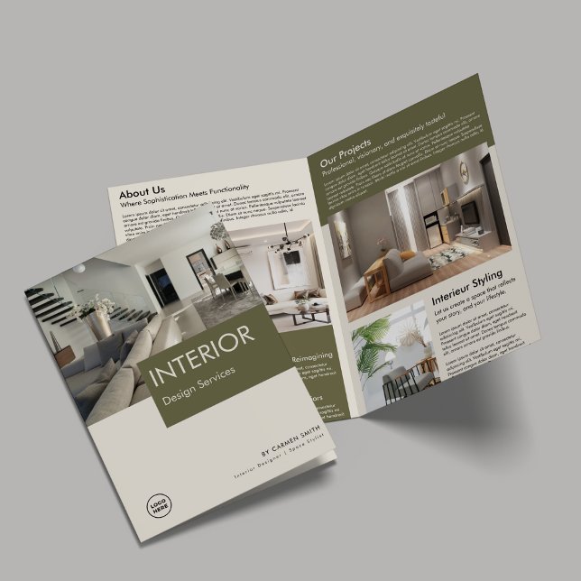Modern Luxury Interior Designer Template Bifold  Brochure (Creator Uploaded)