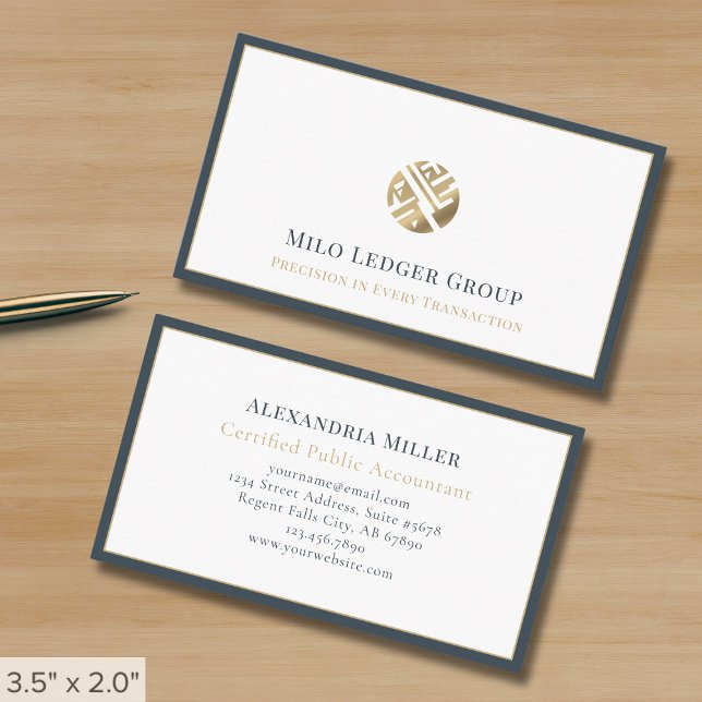 Modern Luxury Logo Gray Border Business Card (Creator Uploaded)