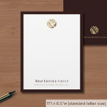 Modern Luxury Logo  Letterhead<br><div class="desc">Make a lasting impression with our Modern Luxury Logo Letterhead. This letterhead design features a framed design with a gold geometric logo emblem and your company name and tagline elegantly presented in classic typography. The solid burgundy back with a customizable logo and space for your website adds to the cohesion...</div>