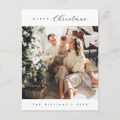 Modern Luxury Merriest Christmas Family Photo Pos Postcard