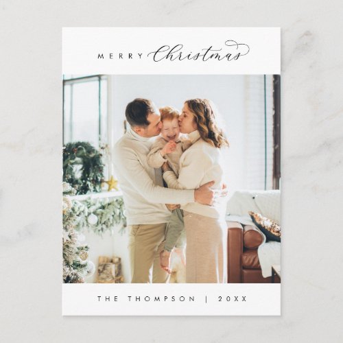 Modern Luxury Merriest Christmas Family Photo Pos Postcard