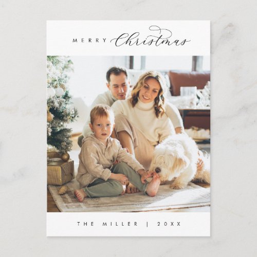 Modern Luxury Merriest Christmas Family Photo  Postcard