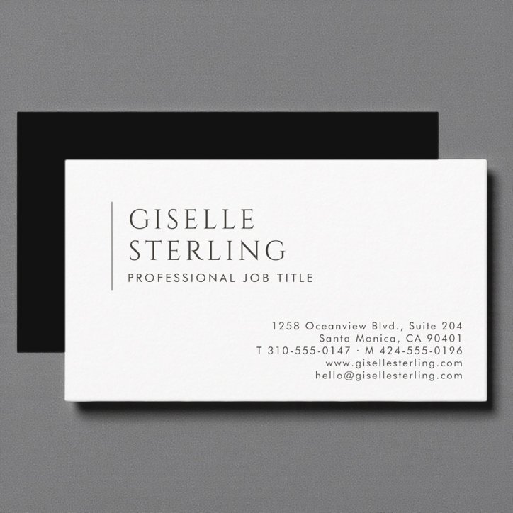 Modern Luxury Minimalist Professional Black White Business Card