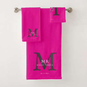 Modern Luxury Monogram Colour Match Bath Towel Set