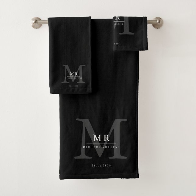 Modern Luxury Monogram Colour Match  Bath Towel Set (Insitu)