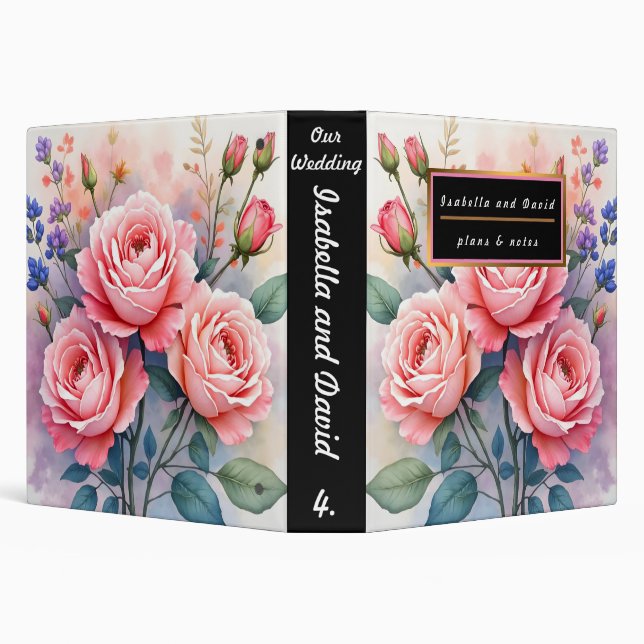 Modern Luxury Pink Roses Beautiful Collection 3 Ring Binder (Background)