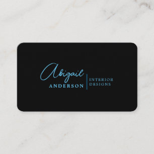 Modern Luxury Professional Black Blue Signature Business Card