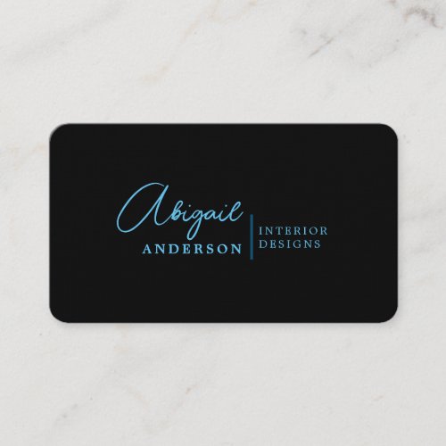 Modern Luxury Professional Black Blue Signature Business Card