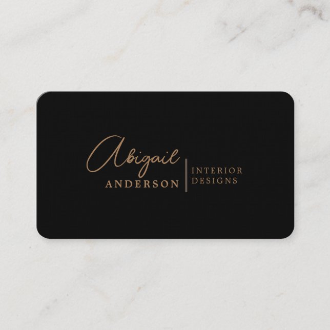 Modern Luxury Professional Black Brown Signature Business Card (Front)
