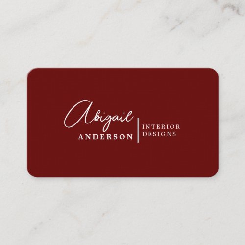 Modern Luxury Professional Burgundy Signature Business Card
