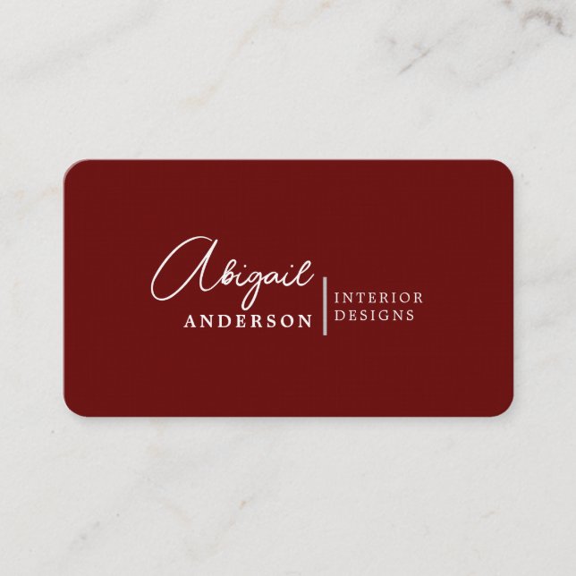 Modern Luxury Professional Burgundy Signature Business Card (Front)