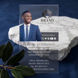 Modern Luxury Professional Real Estate Agent Photo Clear Business Cards
