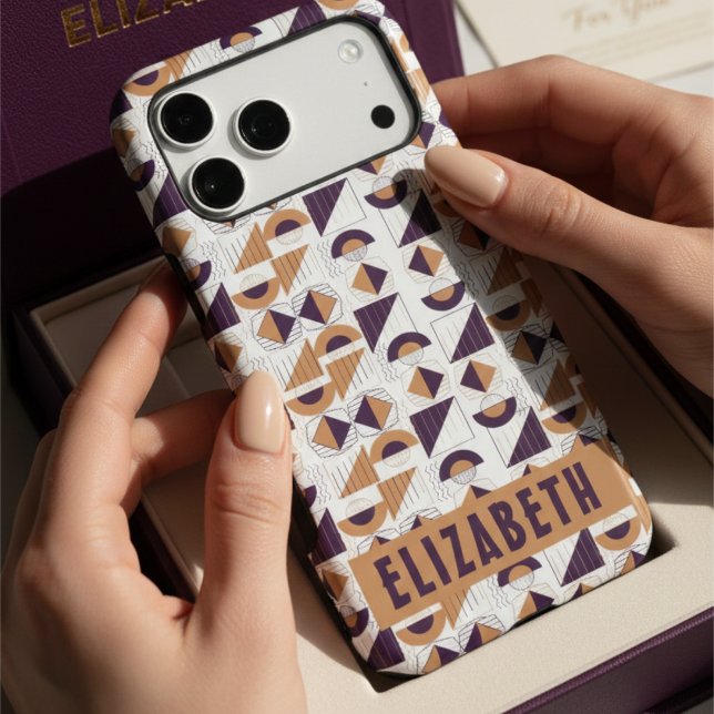 Modern Luxury Purple & Gold Aesthetic Custom Name Case-Mate iPhone Case (Creator Uploaded)