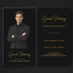 Modern Luxury Real Estate Black Gold Professional Business Card