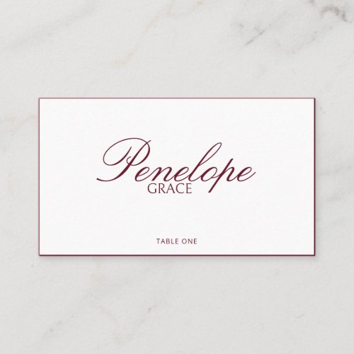 Modern Luxury Red Old Money Wedding Place Card