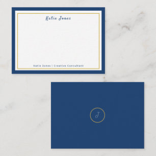 Modern Luxury Signature Navy Gold Professional Note Card